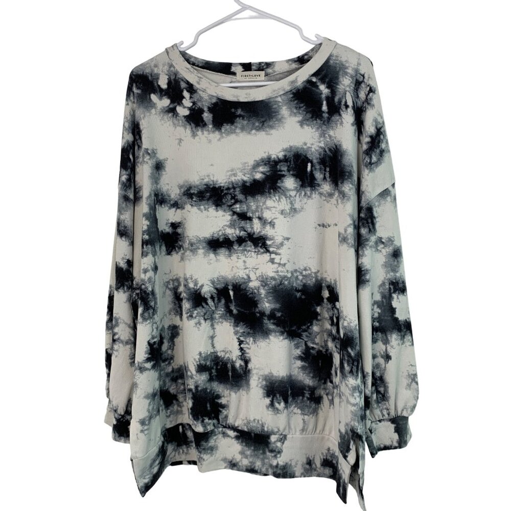 First Love By Lovelyn Tie-Dye Long Sleeve Top Sweatshirt Long Line Large 7566